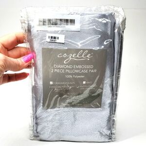 Cozelle Gray Diamond Embossed Satin Pillowcase Pair
